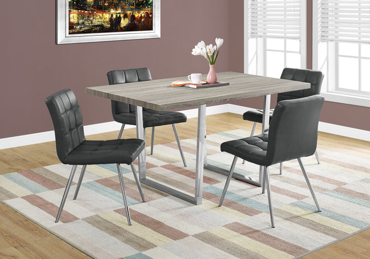 59" Taupe And Silver Metal Dining Image 1