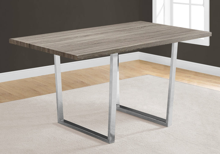 59" Taupe And Silver Metal Dining Image 3