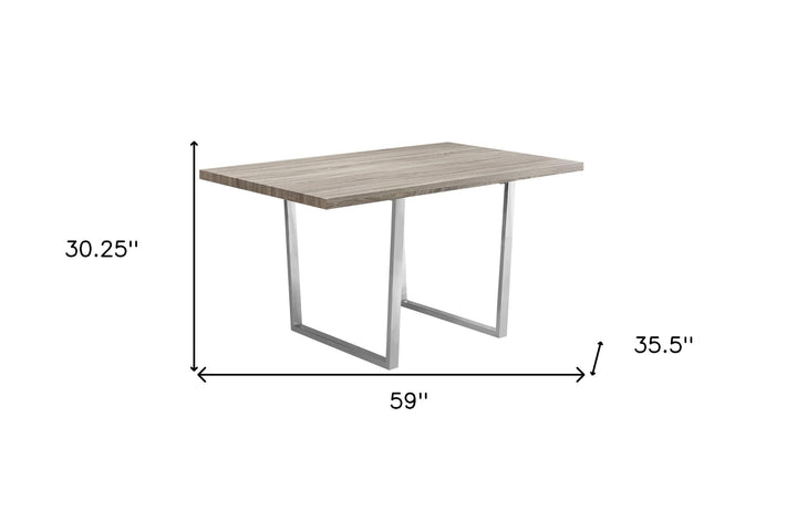 59" Taupe And Silver Metal Dining Image 5