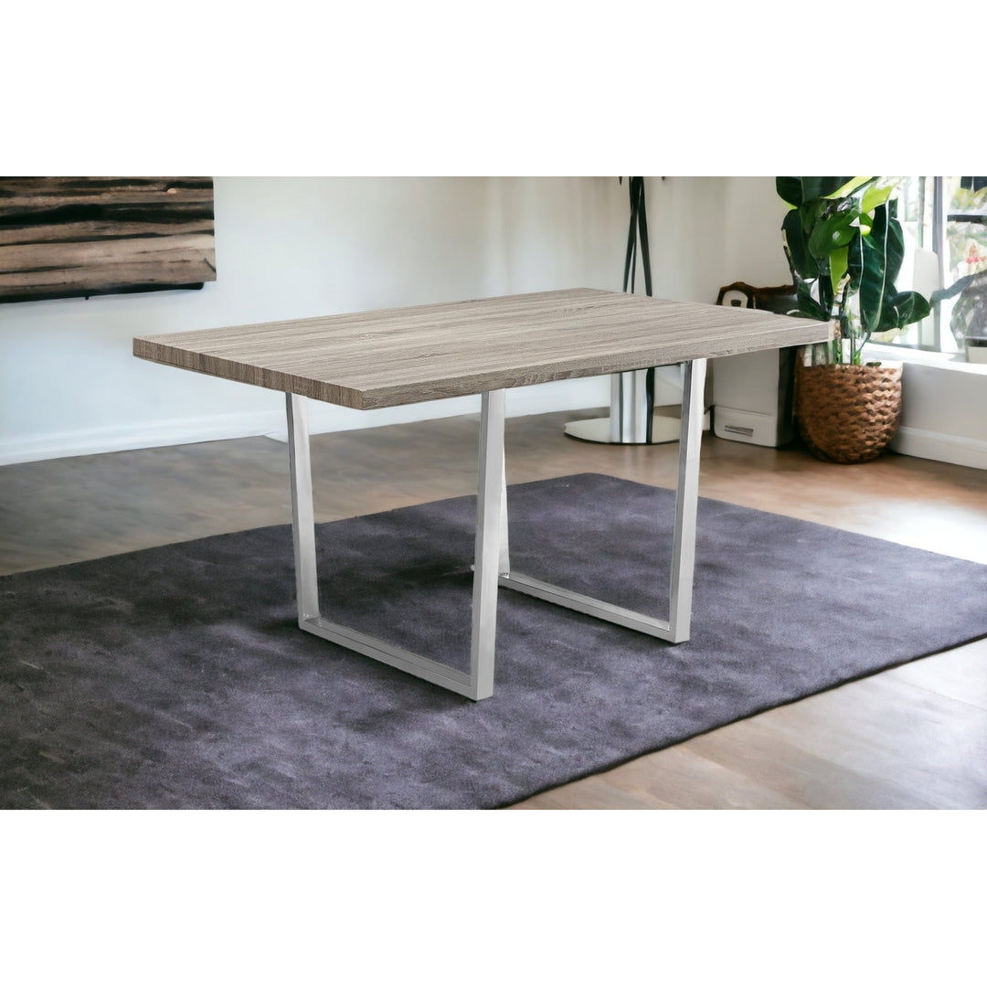 59" Taupe And Silver Metal Dining Image 6