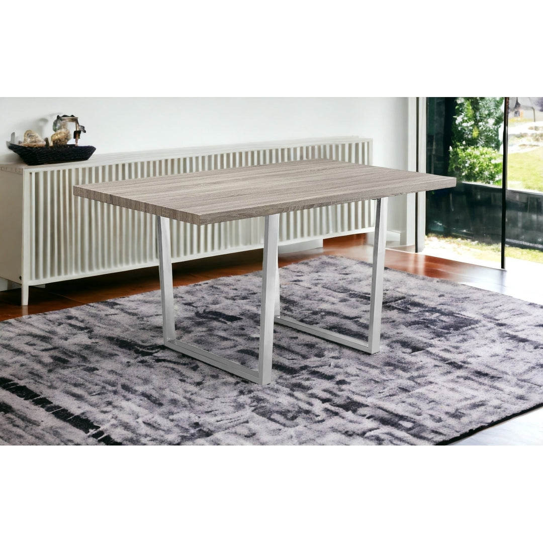 59" Taupe And Silver Metal Dining Image 7