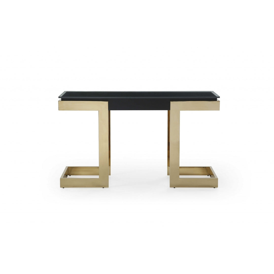 52" Black and Gold Glass Console Table Image 1