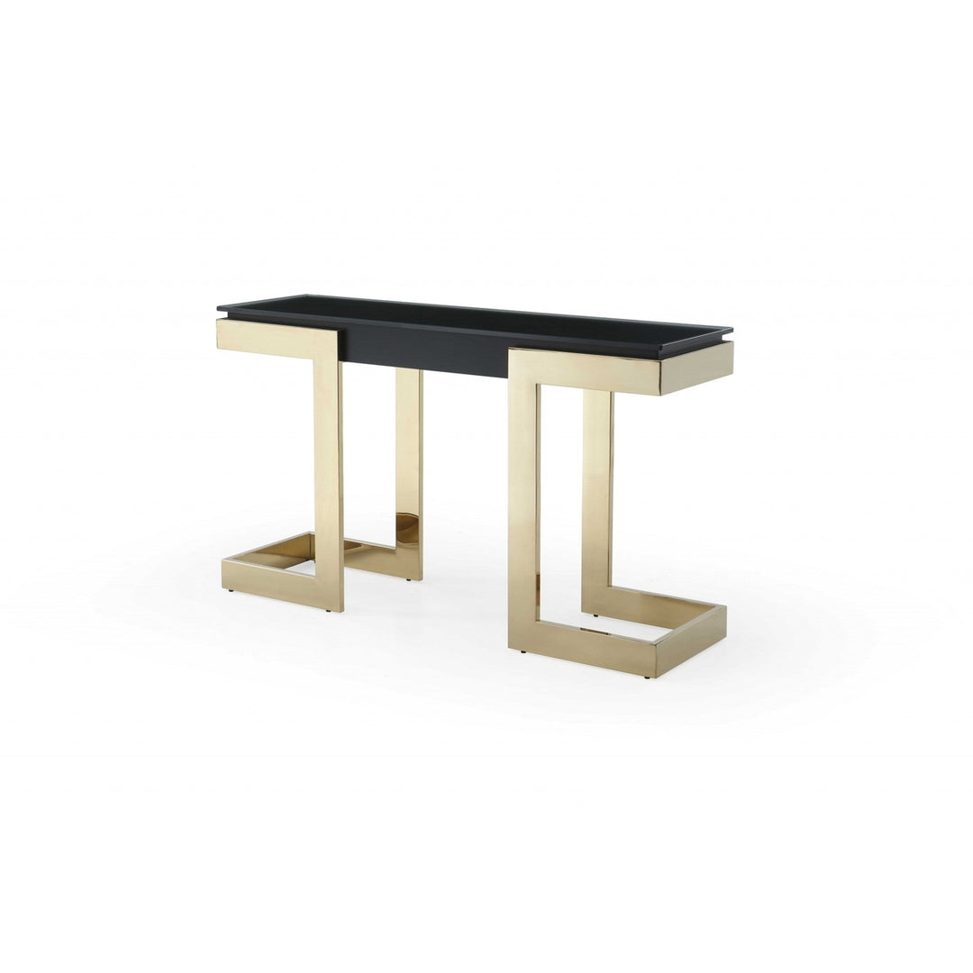 52" Black and Gold Glass Console Table Image 2