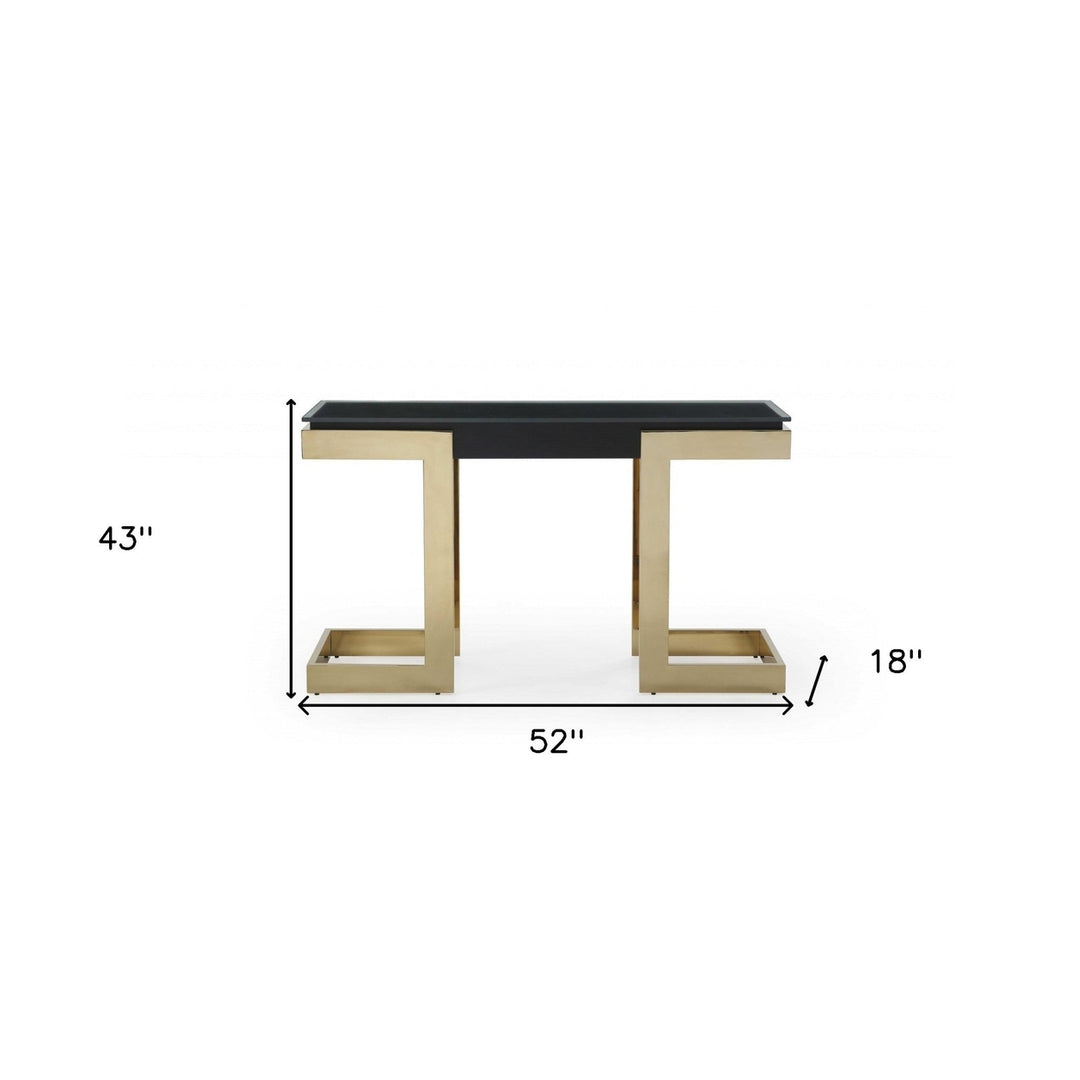 52" Black and Gold Glass Console Table Image 6