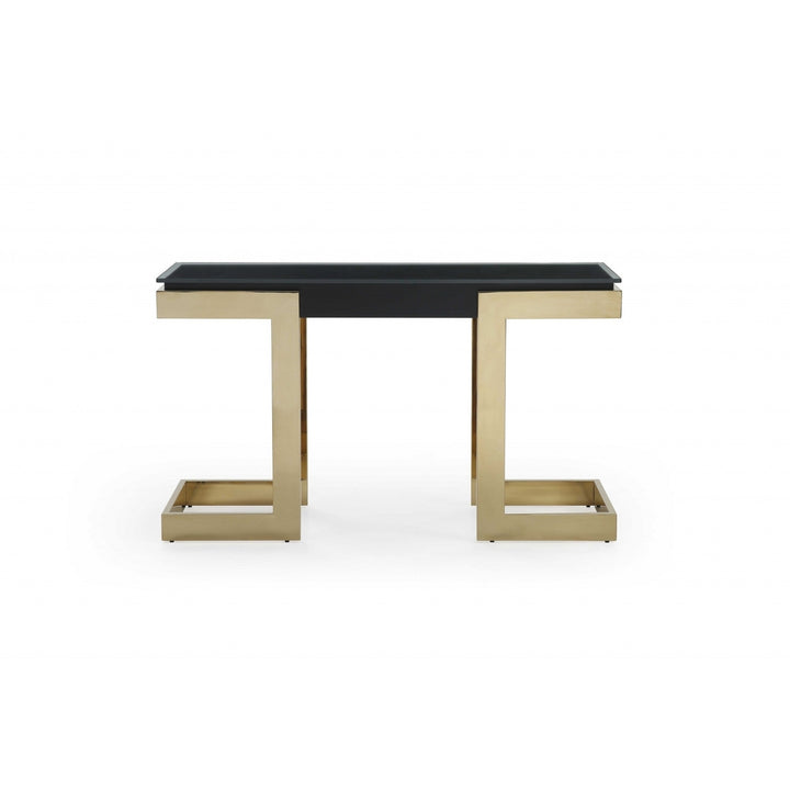 52" Black and Gold Glass Console Table Image 8