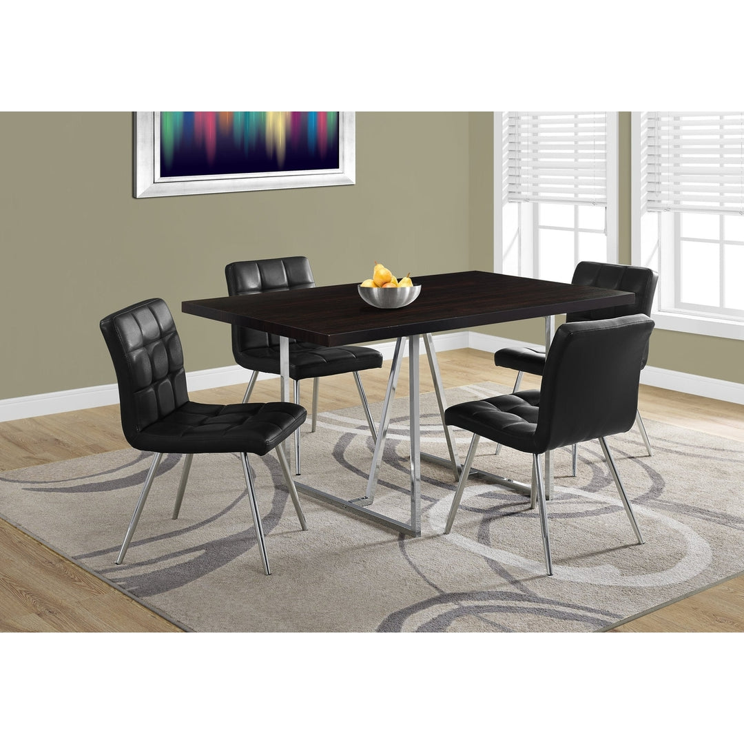 60" Espresso And Silver Metal Dining Image 1