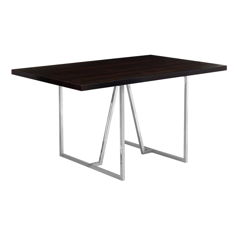 60" Espresso And Silver Metal Dining Image 2