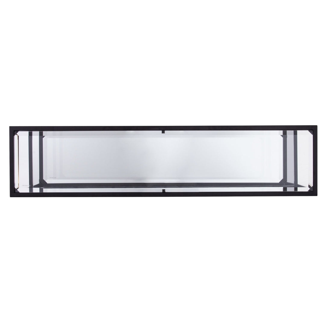 52" Clear and Black Glass Mirrored Frame Console Table With Storage Image 5