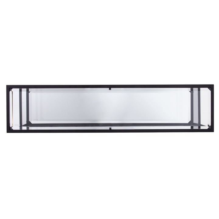 52" Clear and Black Glass Mirrored Frame Console Table With Storage Image 5