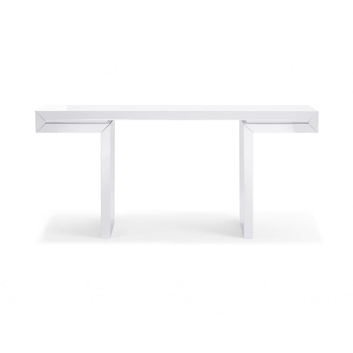 63" White Trestle Console Table Image 1