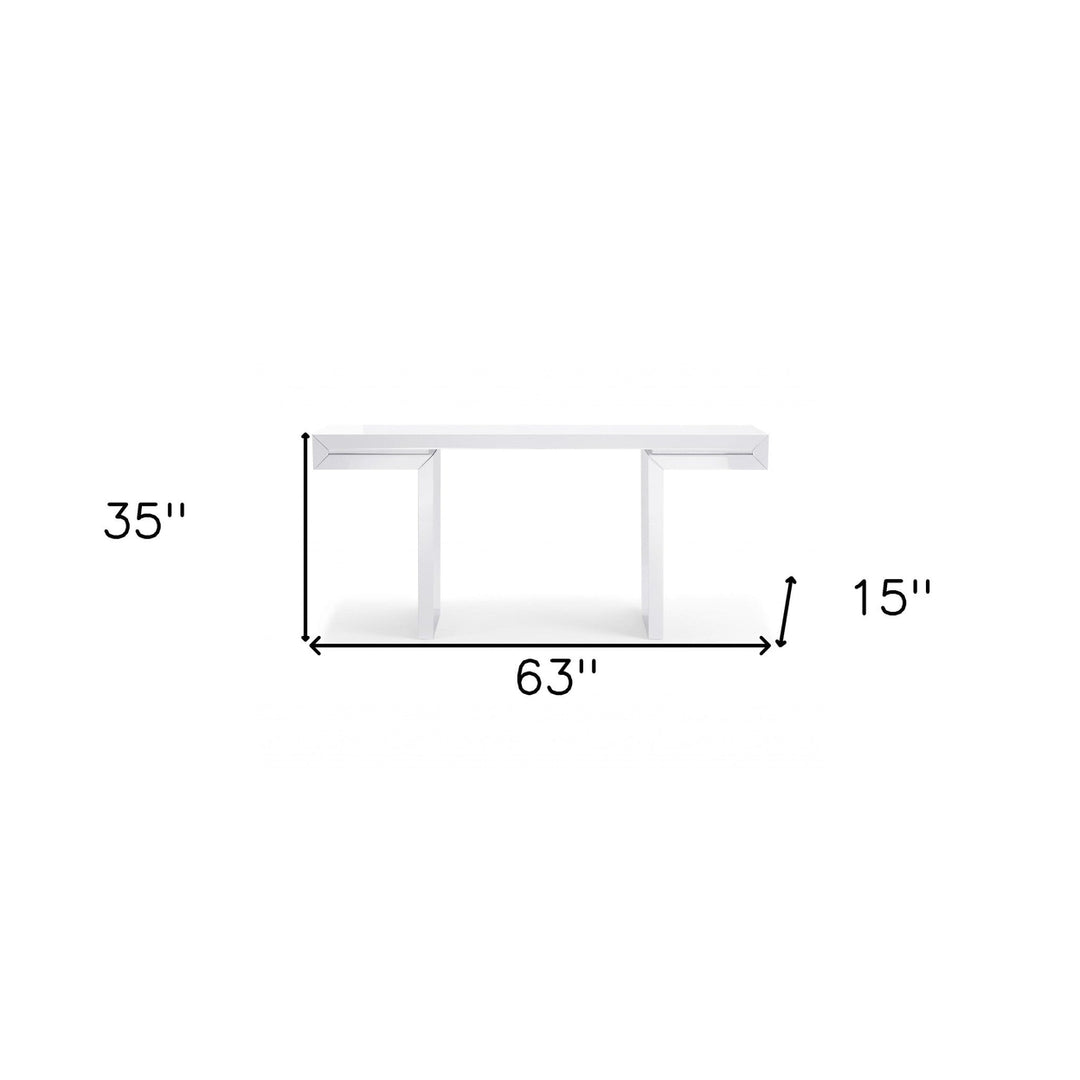 63" White Trestle Console Table Image 3