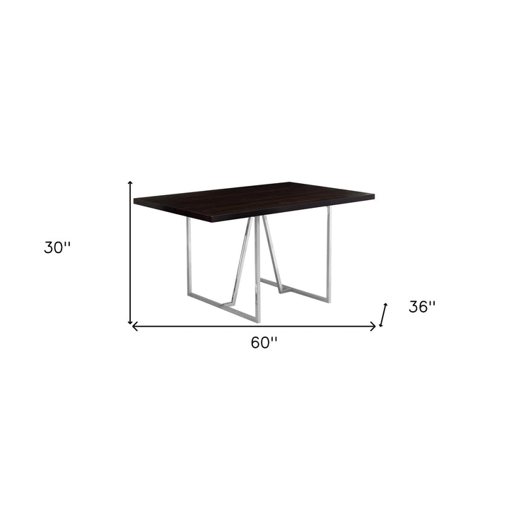 60" Espresso And Silver Metal Dining Image 5