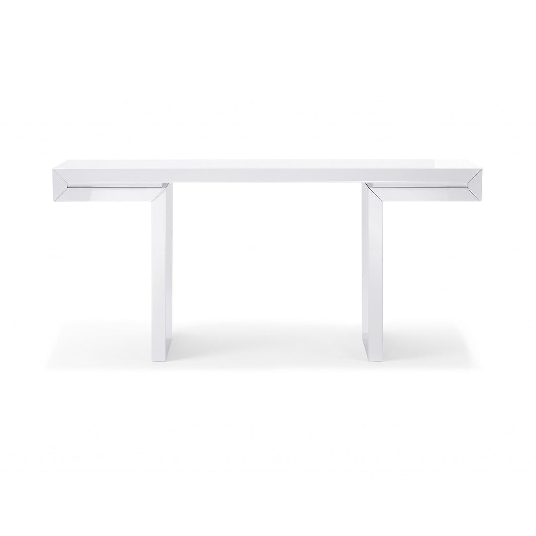 63" White Trestle Console Table Image 4