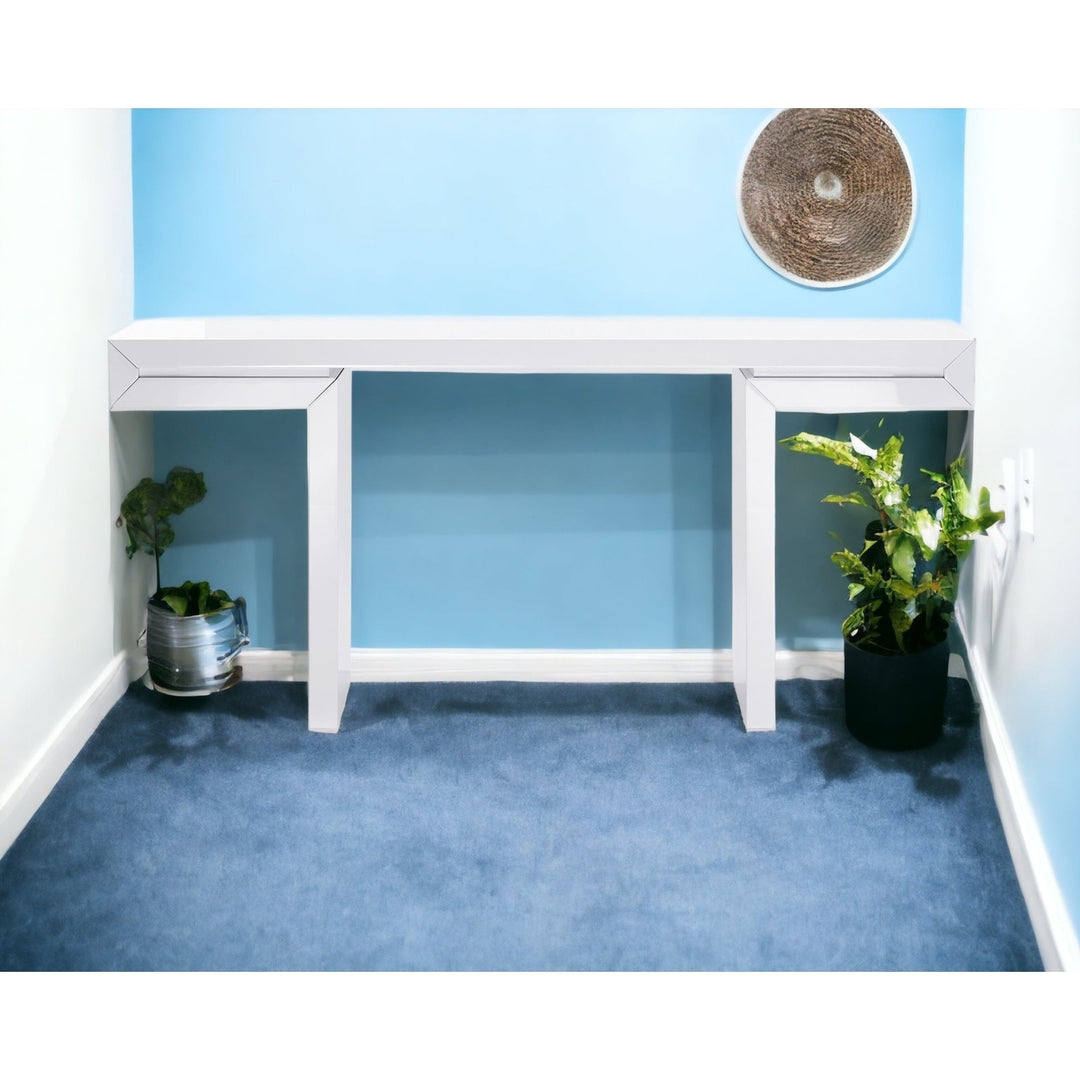 63" White Trestle Console Table Image 5