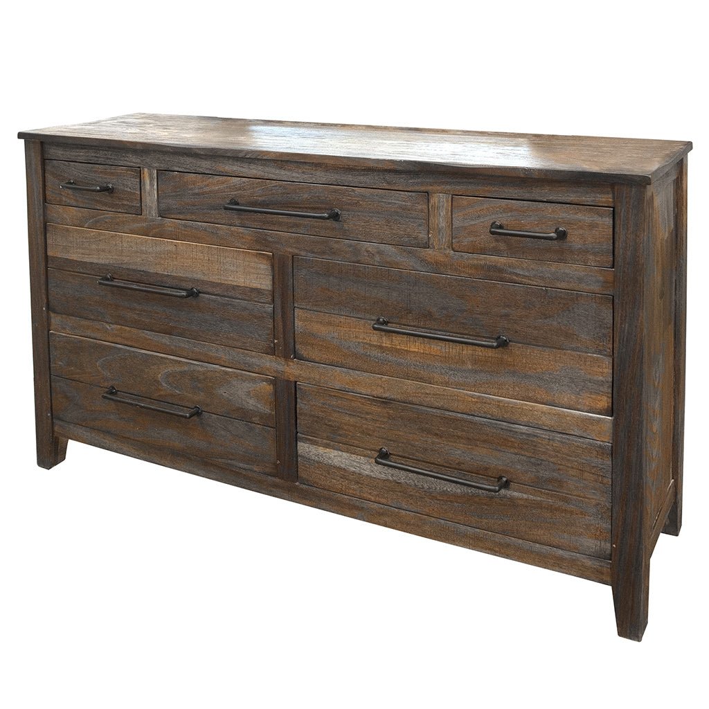 64" Natural Solid Wood Seven Drawer Double Dresser Image 3