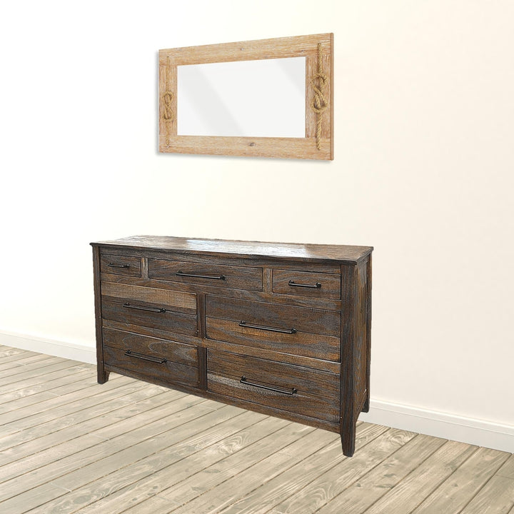 64" Natural Solid Wood Seven Drawer Double Dresser Image 5