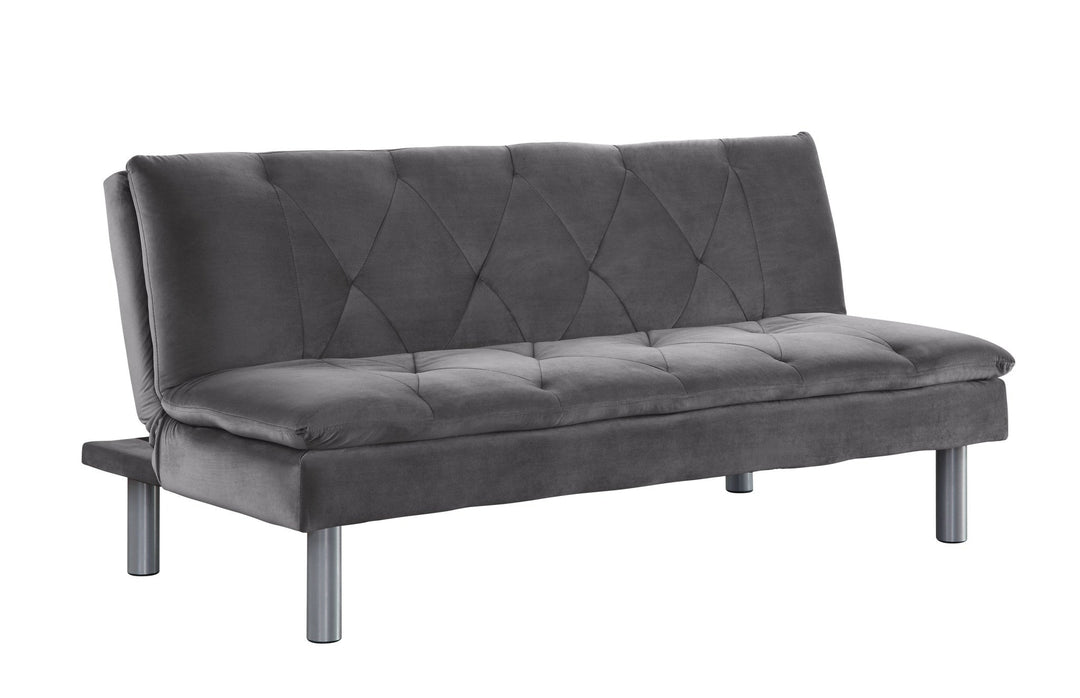 66" Gray Velvet Sleeper Sleeper Sofa With Silver Legs Image 1