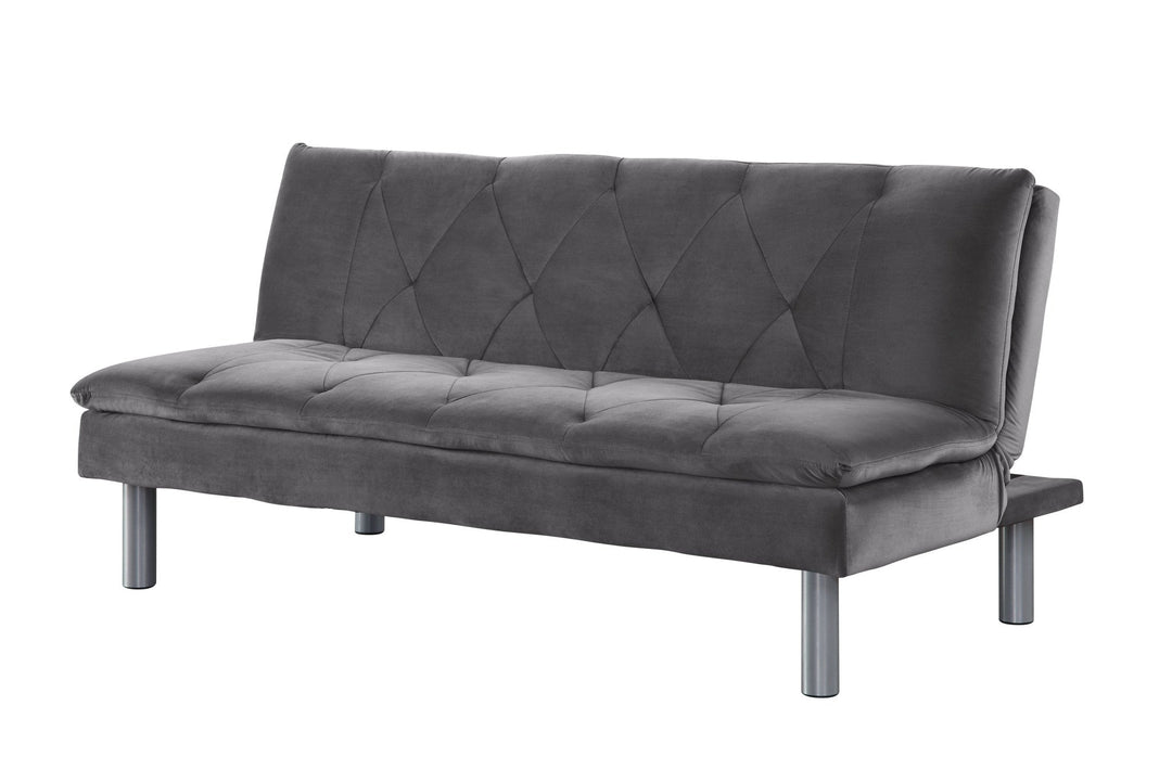 66" Gray Velvet Sleeper Sleeper Sofa With Silver Legs Image 4