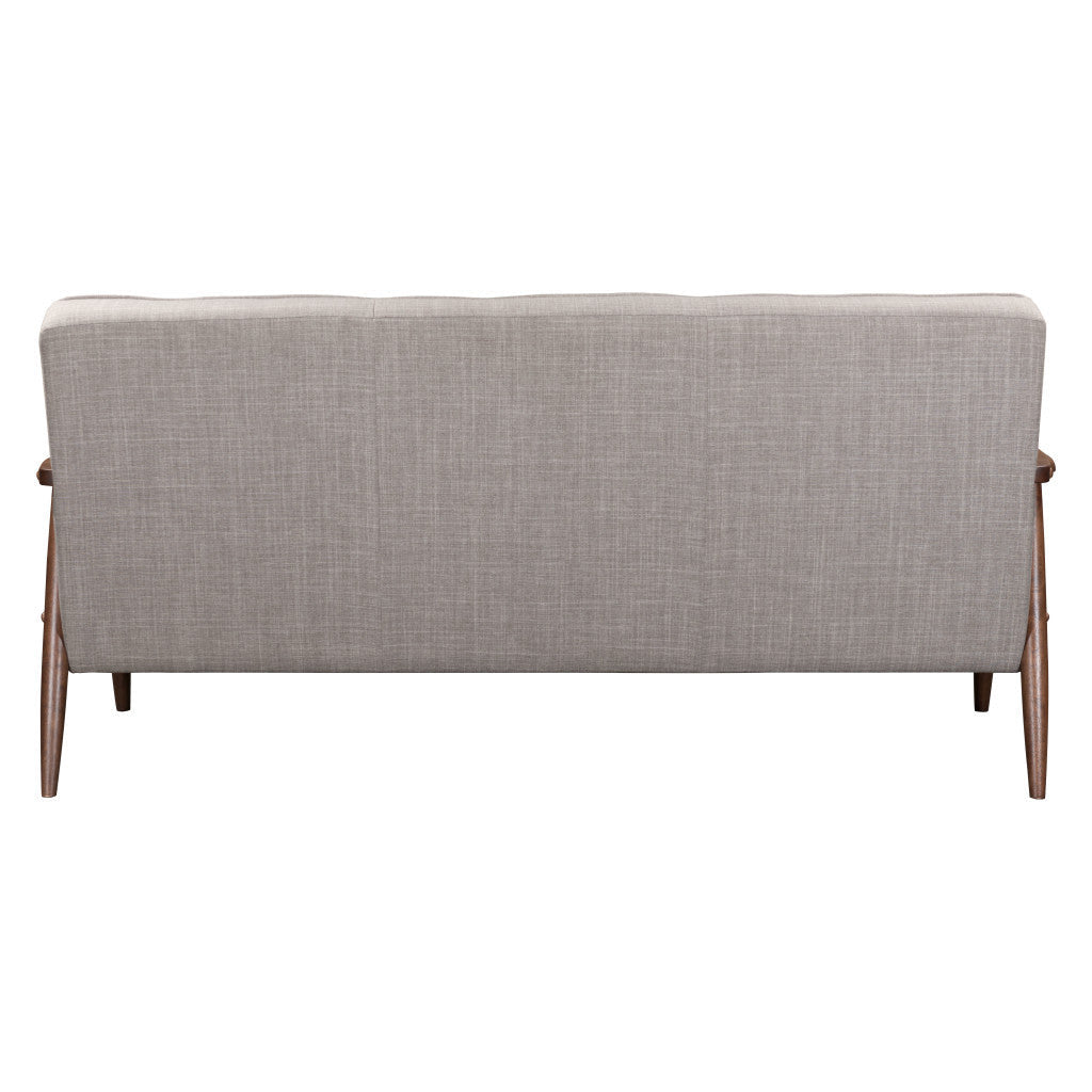 69" Beige Polyester Sofa With Brown Legs Image 4