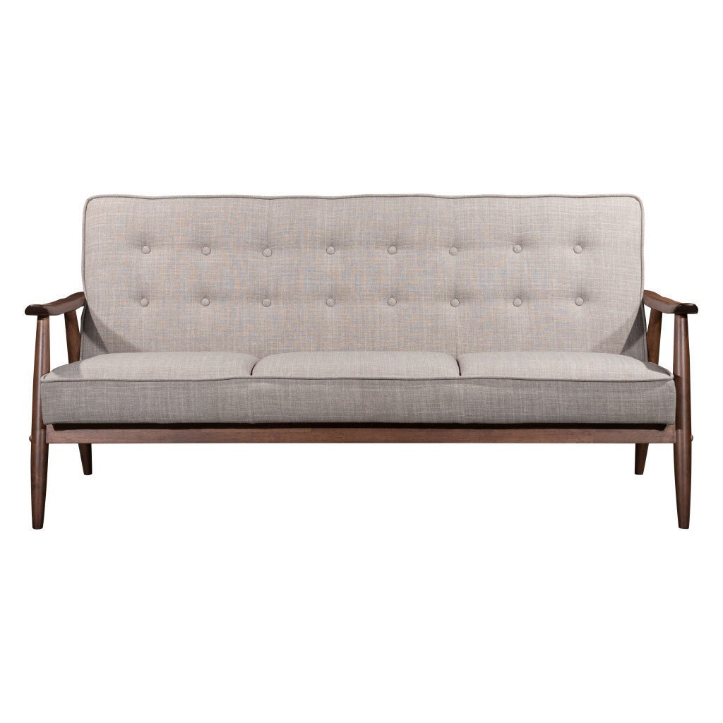 69" Beige Polyester Sofa With Brown Legs Image 10