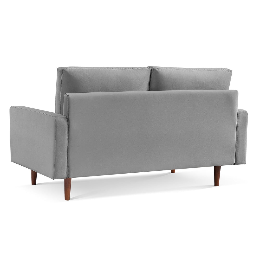 69" Gray Velvet Sofa With Dark Brown Legs Image 4