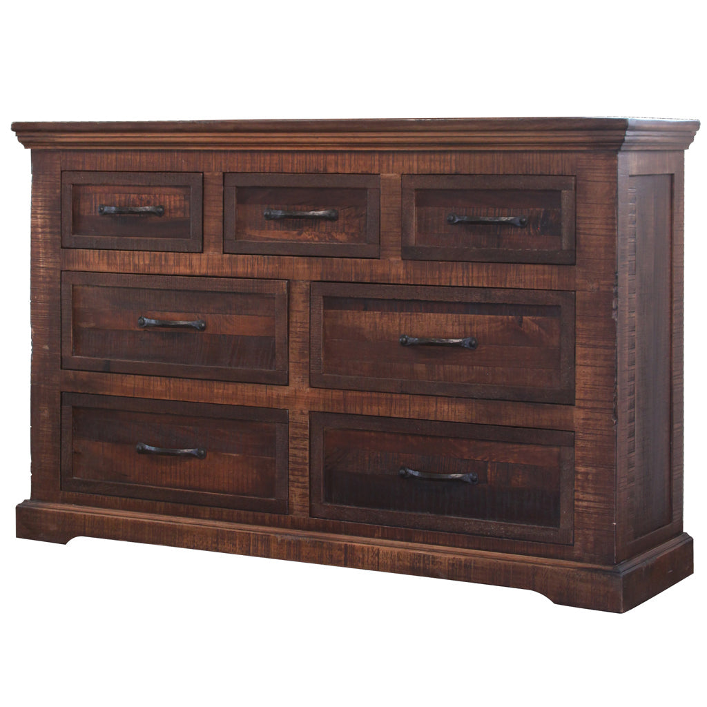 61" Brown Solid Wood Seven Drawer Double Dresser Image 3