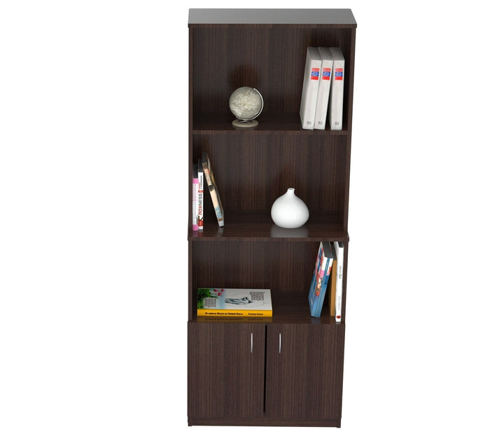 63" Espresso Solid Wood Three Tier Bookcase Image 3