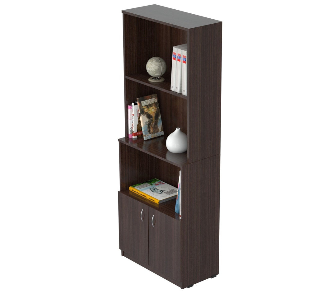 63" Espresso Solid Wood Three Tier Bookcase Image 4