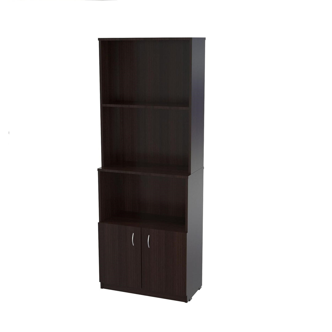 63" Espresso Solid Wood Three Tier Bookcase Image 8