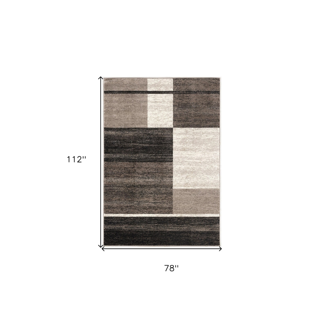 5 X 8 Brown And Beige Abstract Blocks Area Rug Image 4