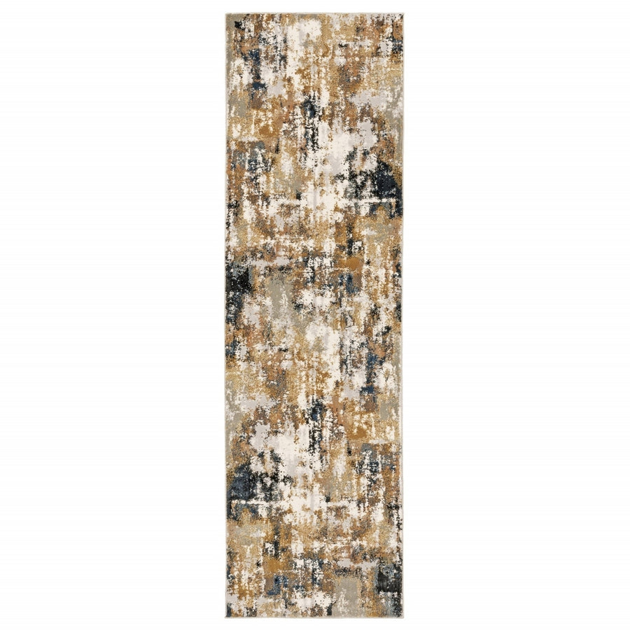 5 X 8 Ivory Gray Abstract Sectors Indoor Area Rug Image 1