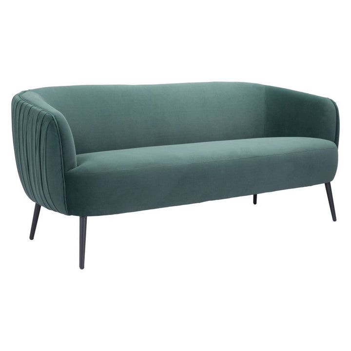 70" Green Velvet Sofa With Black Legs Image 5