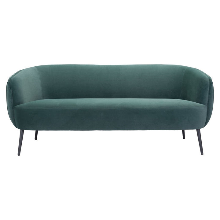 70" Green Velvet Sofa With Black Legs Image 6