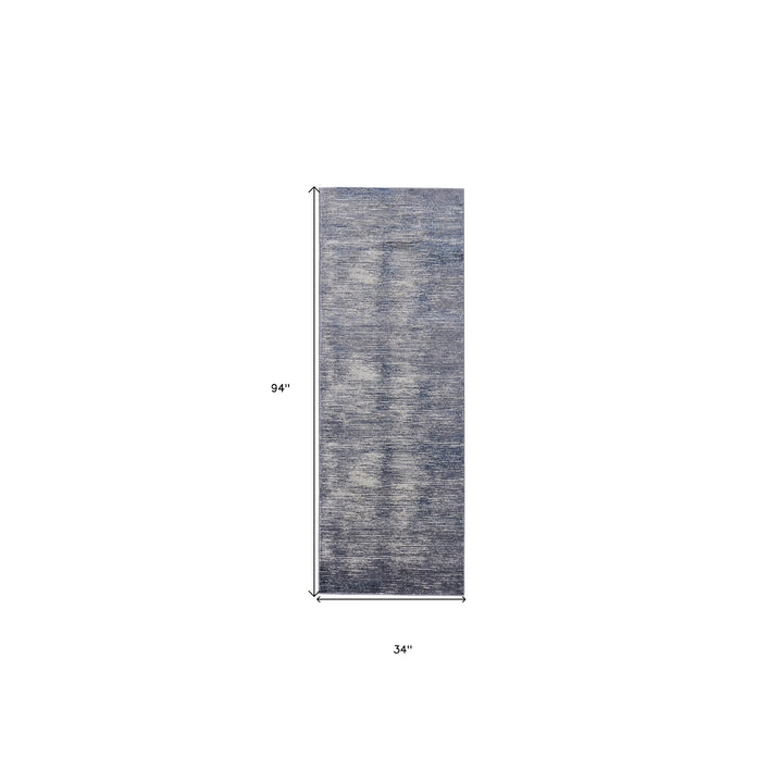 8 X 10 Blue Gray And Ivory Striped Power Loom Distressed Area Rug Image 11