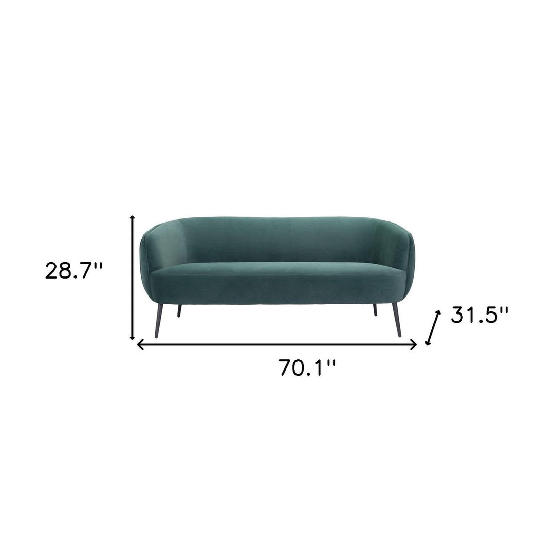 70" Green Velvet Sofa With Black Legs Image 12