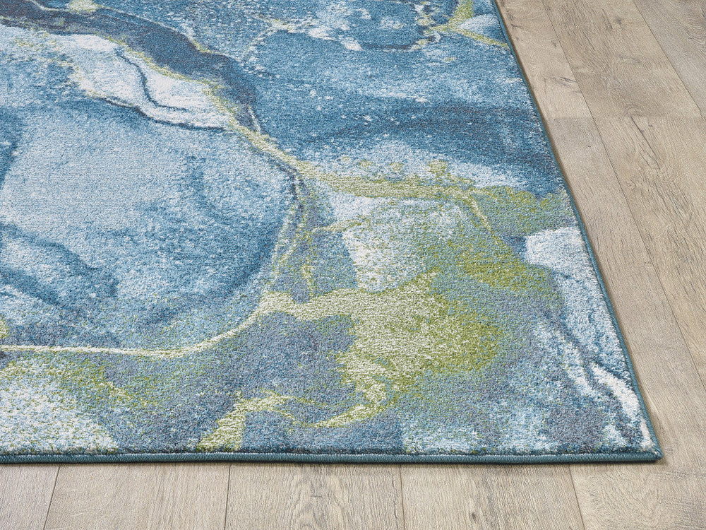 7 x 10 Teal Blue Abstract Area Rug Image 2