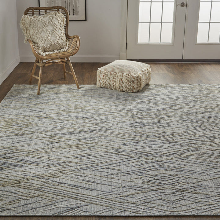 8 X 10 Gray And Blue Abstract Hand Woven Area Rug Image 3