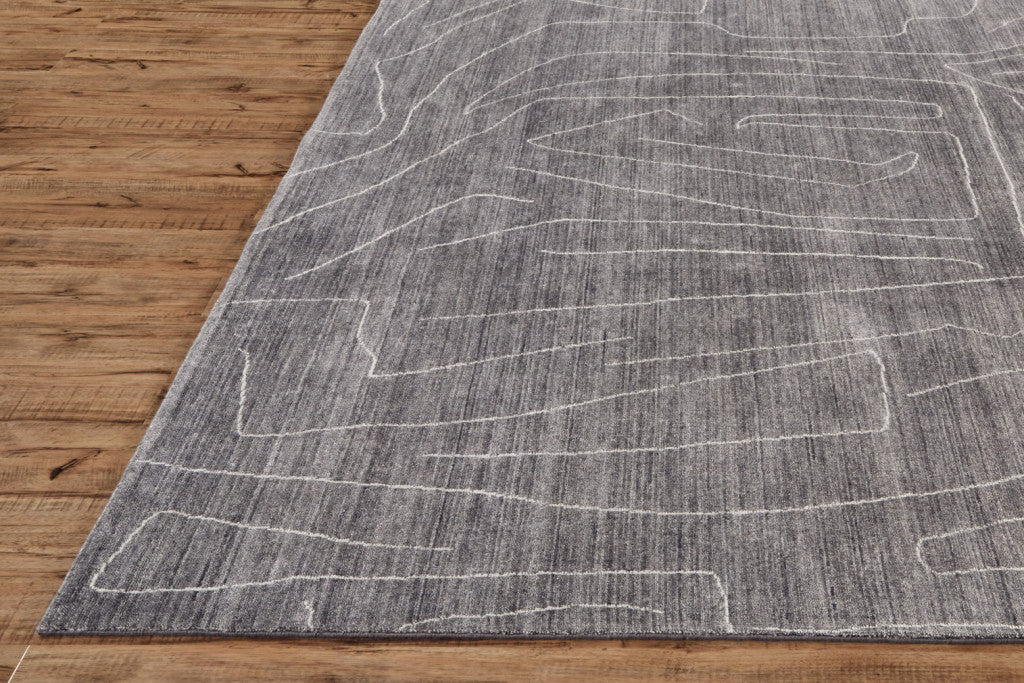 8 X 10 Gray And Ivory Abstract Hand Woven Area Rug Image 11