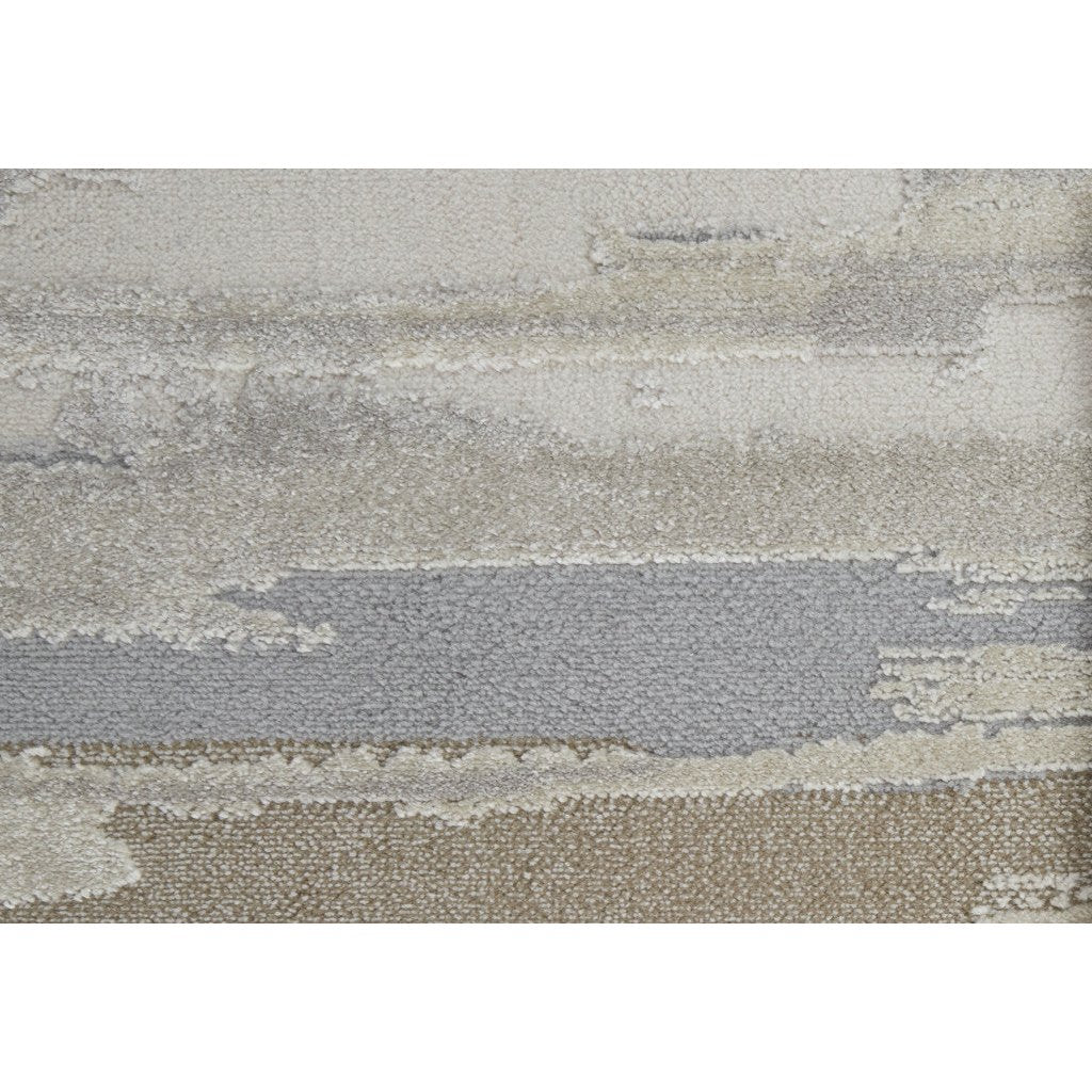 8 x 10 Brown and Ivory Abstract Power Loom Distressed Area Rug Image 1