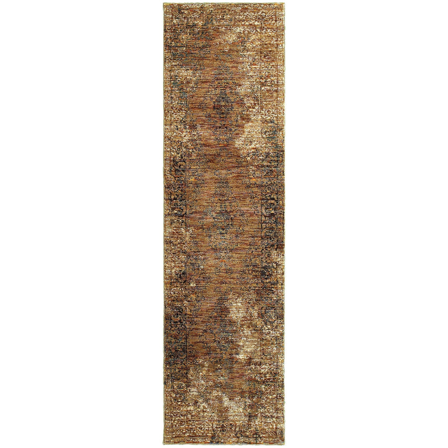 8 Runner Brown Oriental Power Loom Runner Rug Image 1