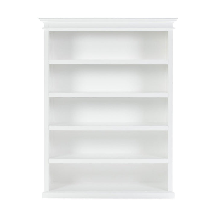 77" Antiqued White Solid Wood Five Tier Bookcase Image 1