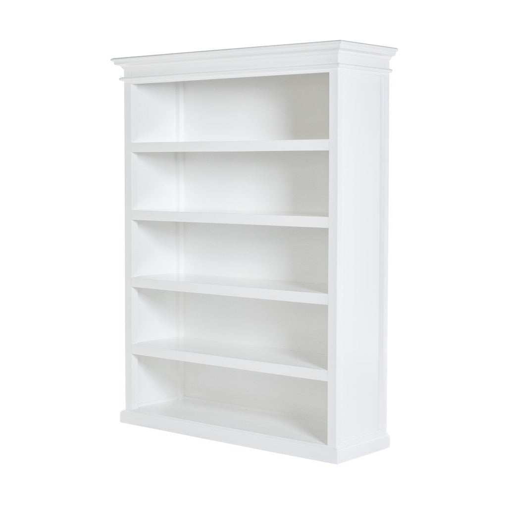 77" Antiqued White Solid Wood Five Tier Bookcase Image 2