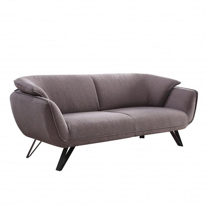 78" Gray Linen Sofa With Black Legs Image 1