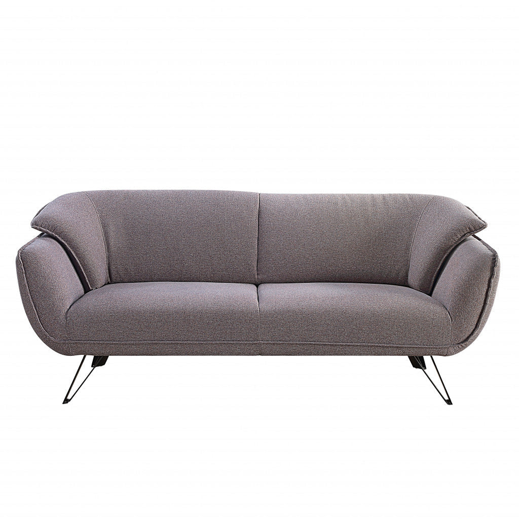 78" Gray Linen Sofa With Black Legs Image 2