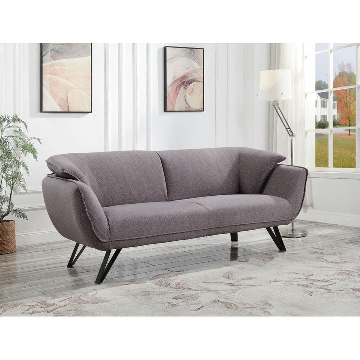 78" Gray Linen Sofa With Black Legs Image 6