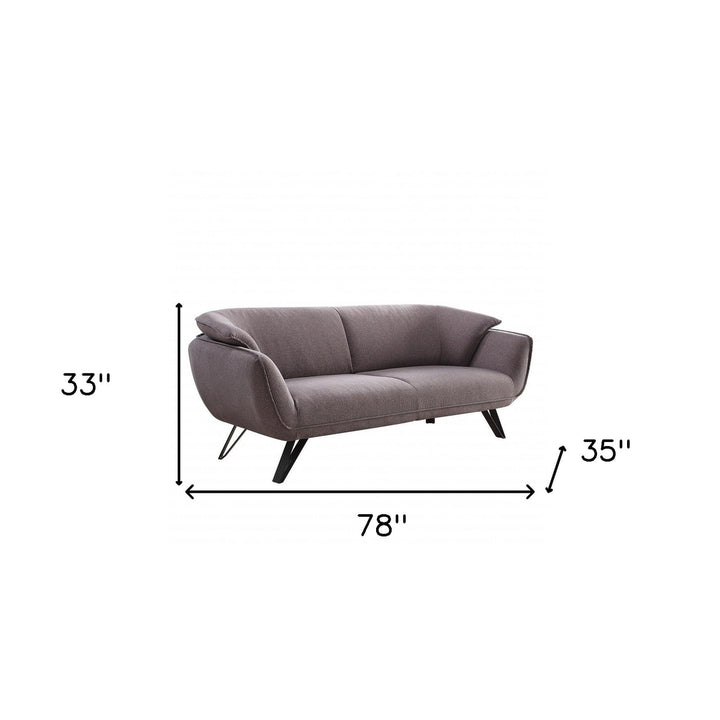 78" Gray Linen Sofa With Black Legs Image 7