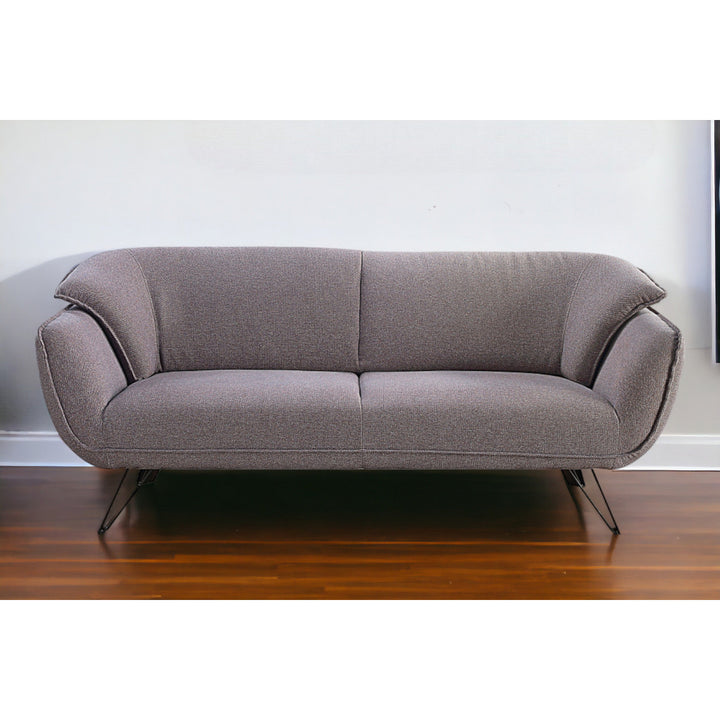 78" Gray Linen Sofa With Black Legs Image 8