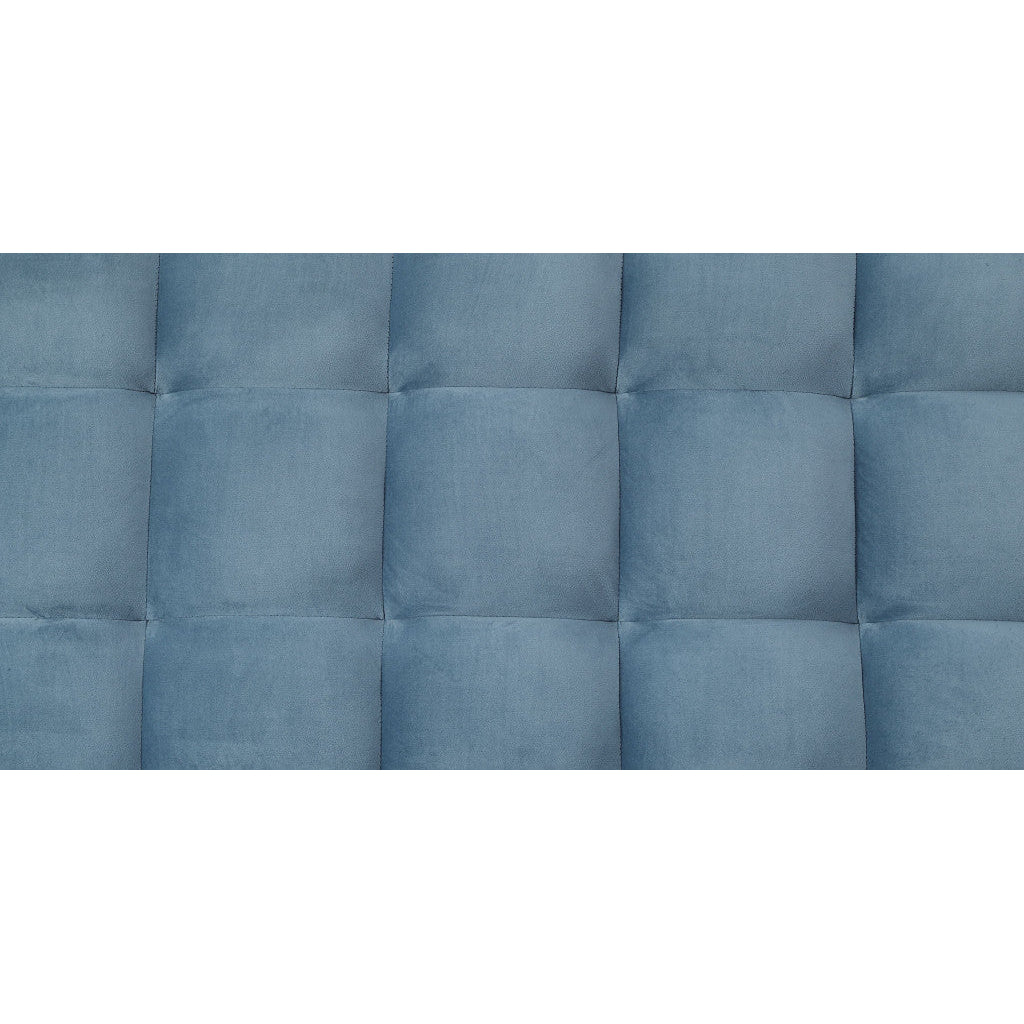 76" Teal Blue Velvet Sleeper Sofa With Wood Brown Legs Image 6