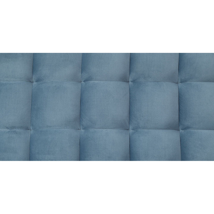 76" Teal Blue Velvet Sleeper Sofa With Wood Brown Legs Image 6