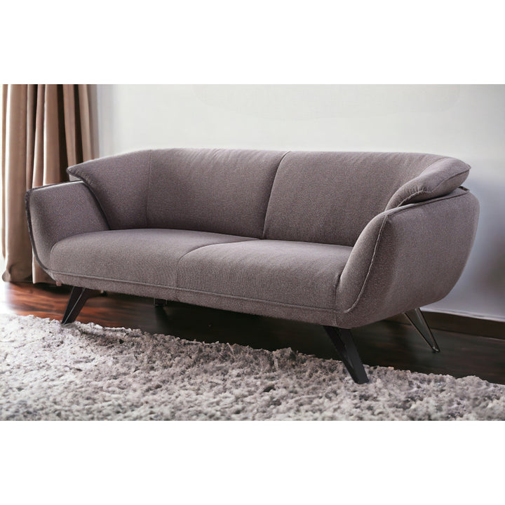 78" Gray Linen Sofa With Black Legs Image 9